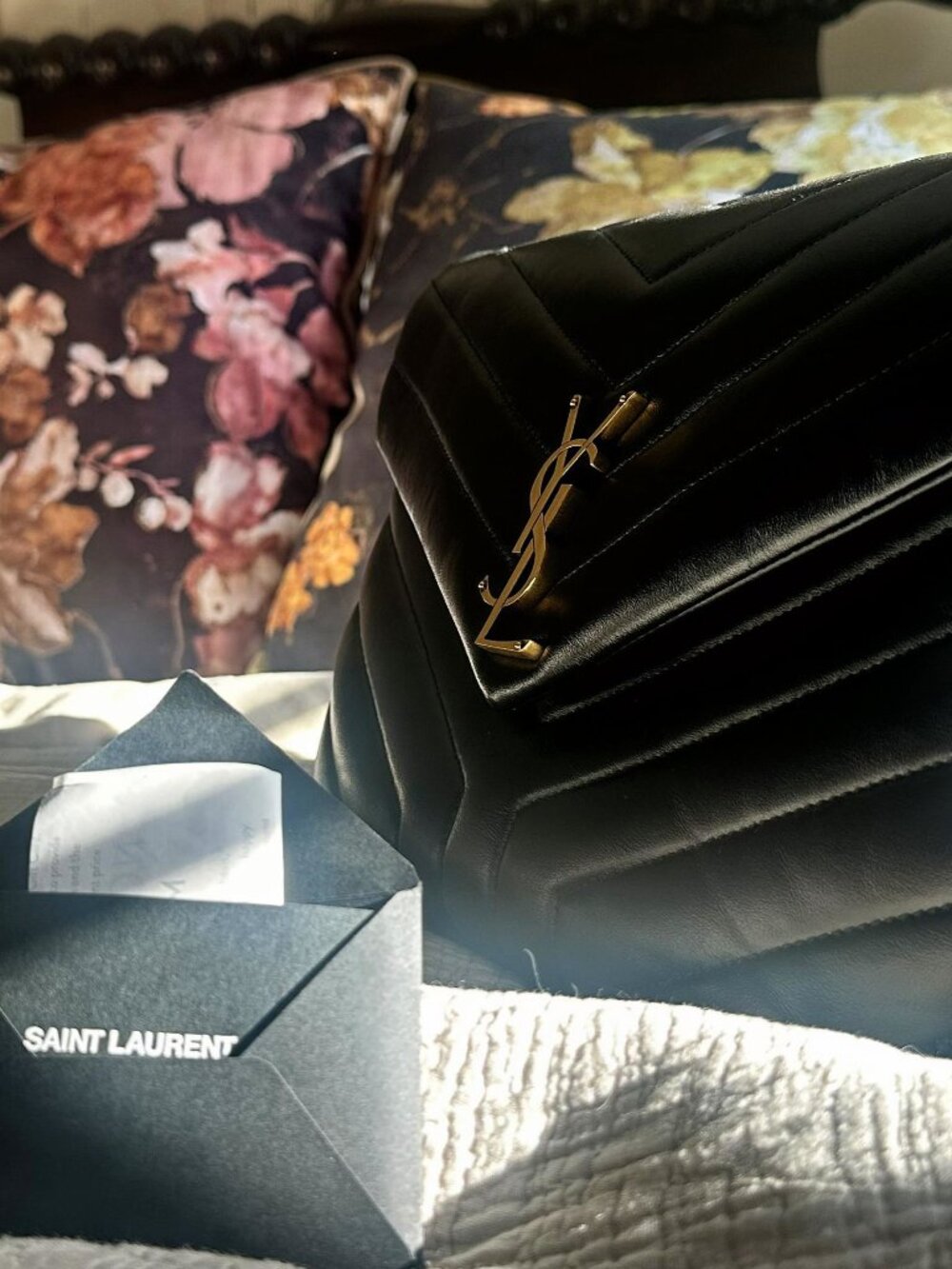 Pristine YSL Medium Loulou Black Gold +Receipt & Cards